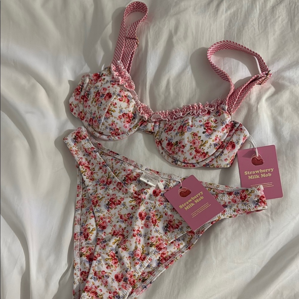 Strawberry Milk Mob Pink and White Bikini